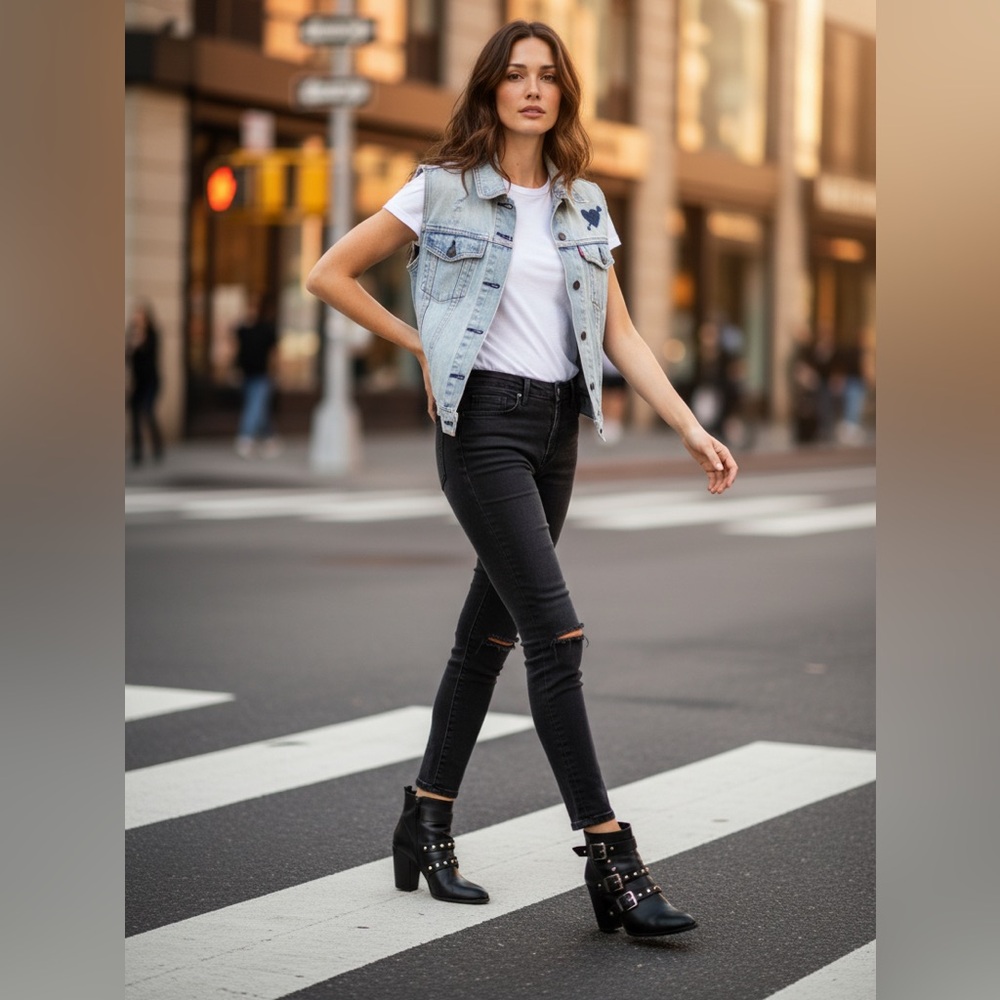 Levi Strauss & Co. Distressed Love Heart Denim Vest